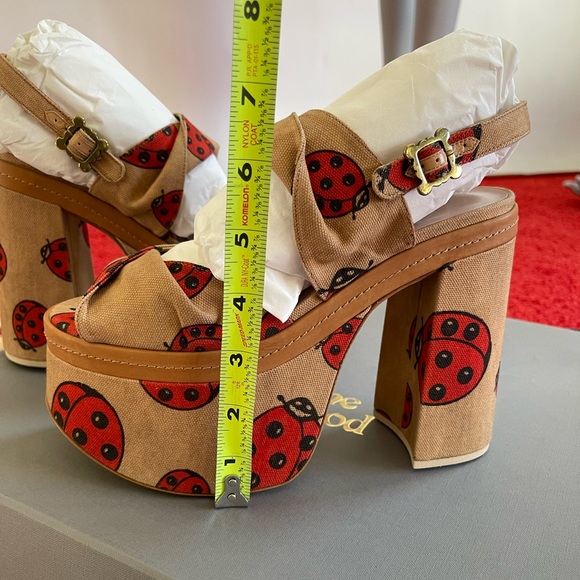 NEW Vivienne Westwood SS17 CORONATION SANDAL LADYBIRD PRINTED CANVAS IT36-UK3 - Picture 6 of 16